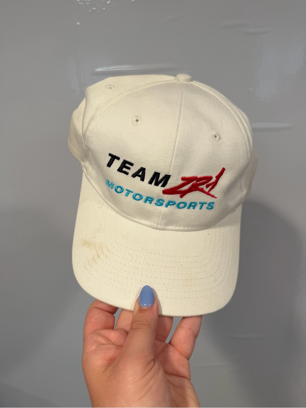 Team A+ Motorsport Port and Company Cream and White Embroidered Baseball Cap